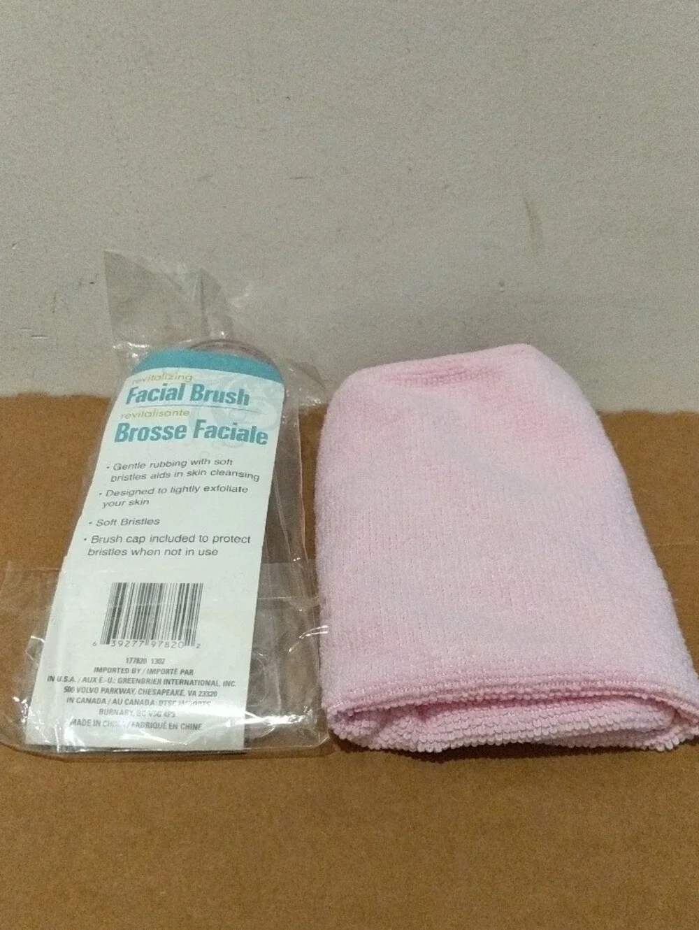 Facial Brush and Pink Microfiber Cloth
